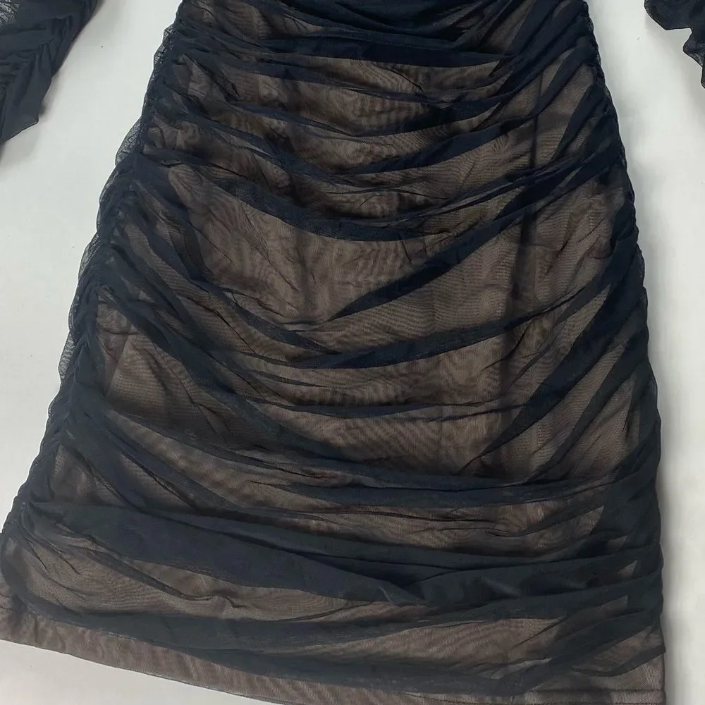 BEBE MESH RUCHED DRESS - Picture 5 of 5